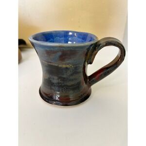 Handmade‎ Pottery Mug Rustic Blue Brown Glazed Stoneware Coffee Cup